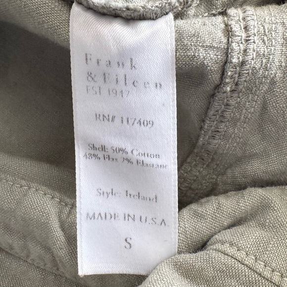 Frank & Eileen Ireland Playsuit Romper Small Green Cotton Linen Minimalist Chic - Picture 14 of 15